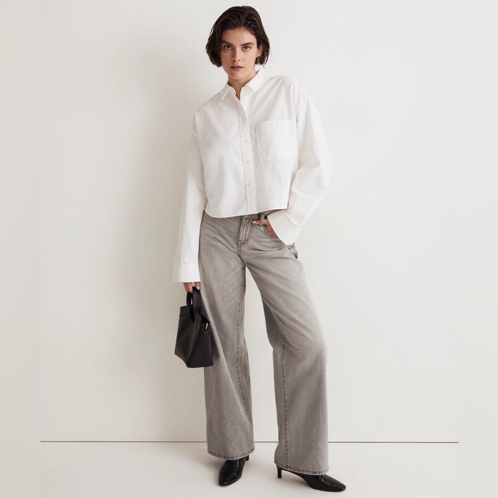 66/ NWT madewell nm642 The Signature Oxford Crop Shirt size L